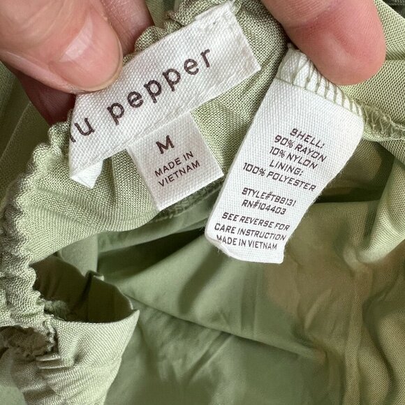 Blu Pepper Baby Doll Mini Sundress Medium Light Sage Scoop Neck - Picture 6 of 9